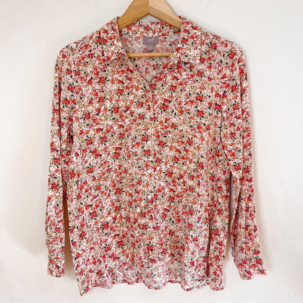 J. Jill Floral Button Down Blouse Size S Petite